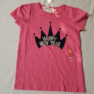 Gymboree Outlet Size 6 Pink Short Sleeve Happy New Year Shirt. NWT